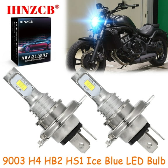 IHNZCB for Kawasaki Vulcan S 650 EN650 2015-2017 - 2X HS1 9003 H4 HB2 LED Headlights Bulb 55W Ice Blue YTL,Motorcycle Light,Y61