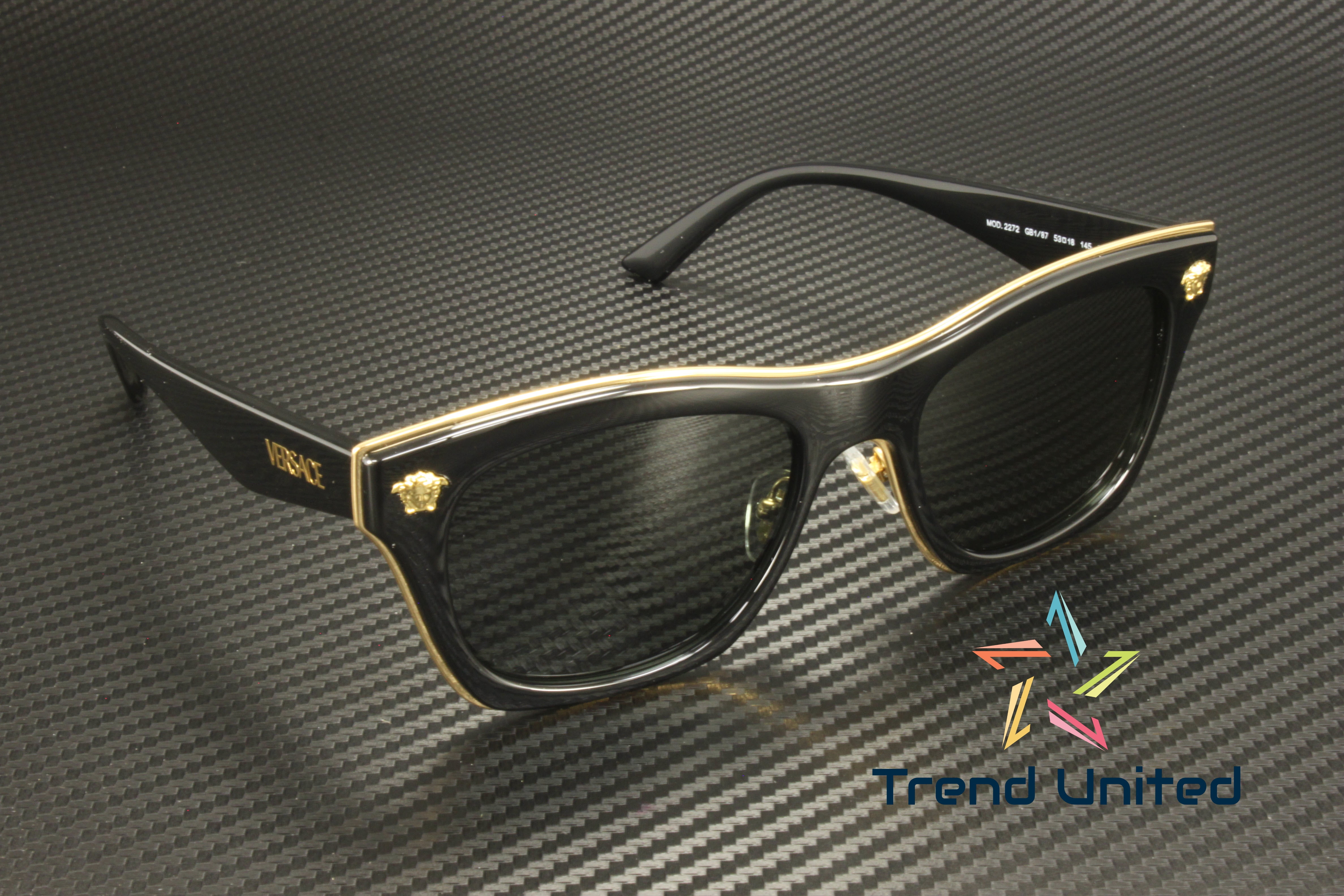 VERSACE VE2272 GB1 87 Black Dark Grey 53 mm Men's Sunglasses