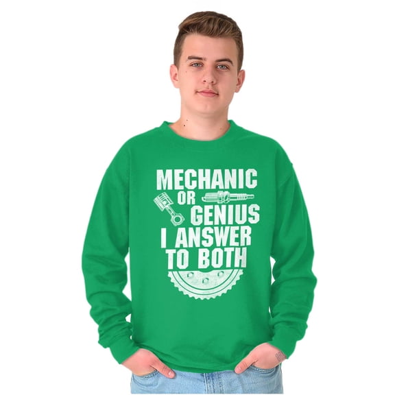 Mechanic Or Genius Sarcastic Humor Unisex Plus Fleece Graphic Sweatshirt Brisco Brands 2X