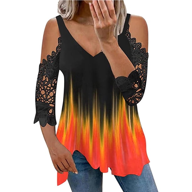 Moda mujer verano cuello en V sin tirantes encaje estampado Halter Caims blusa Sexy Fridja gope4498