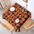 thumbnail image 2 of Checkered Pumpkin Halloween Pattern Square Tablecloth,Waterproof Square Table Cover,Wipeable Spillproof Washable Table Cover for Home Kitchen Party Decor 60"x60"(152x152cm), 2 of 6