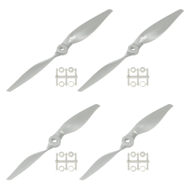 Uxcell 8x6" 10x7" Hélice Hélices RC de 2 Palas Grises con Anillos Adaptadores para Avión Eléctrico, Paquete de 4