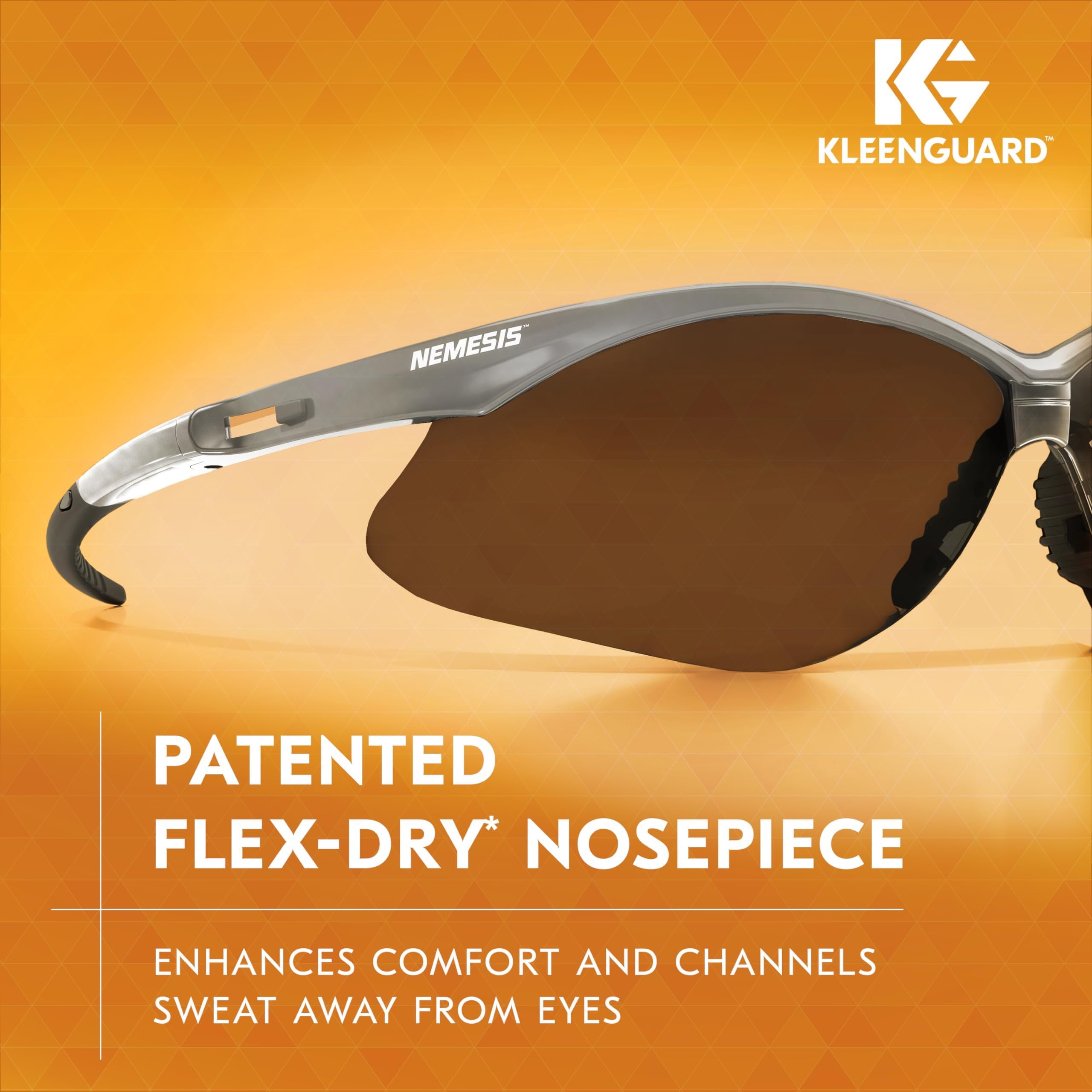 KleenGuard V30 Nemesis Safety Glasses 47383, Smoke Safety Sunglasses Anti-Fog Lens with Silver Frame, Pack of 12