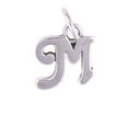 thumbnail image 1 of Sterling Silver 20" Unisex 1.5mm Box Chain Scrolled Letter M Pendant Necklace, 1 of 2