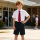thumbnail image 4 of Odeerbi Niños 2 Piezas Caballero Traje Formal Preppy Vestido de Manga Corta Camisa y Traje Pantalones Cortos Conjunto de Uniforme Escolar, 4 of 8
