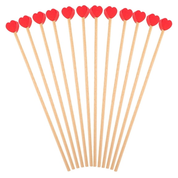 IFANLANDOR 100Pcs Red Heart Shaped Wooden Stirring Sticks for Cocktails and Parties