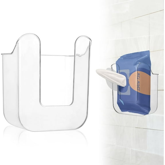 Wipes Dispenser, Wall-Mounted Wipes Holder for Bathroom Clear Wipe Dispenser Flushable Wipe Holder for Bathroom Wipes Container for Kitchen Bathroom Toilet