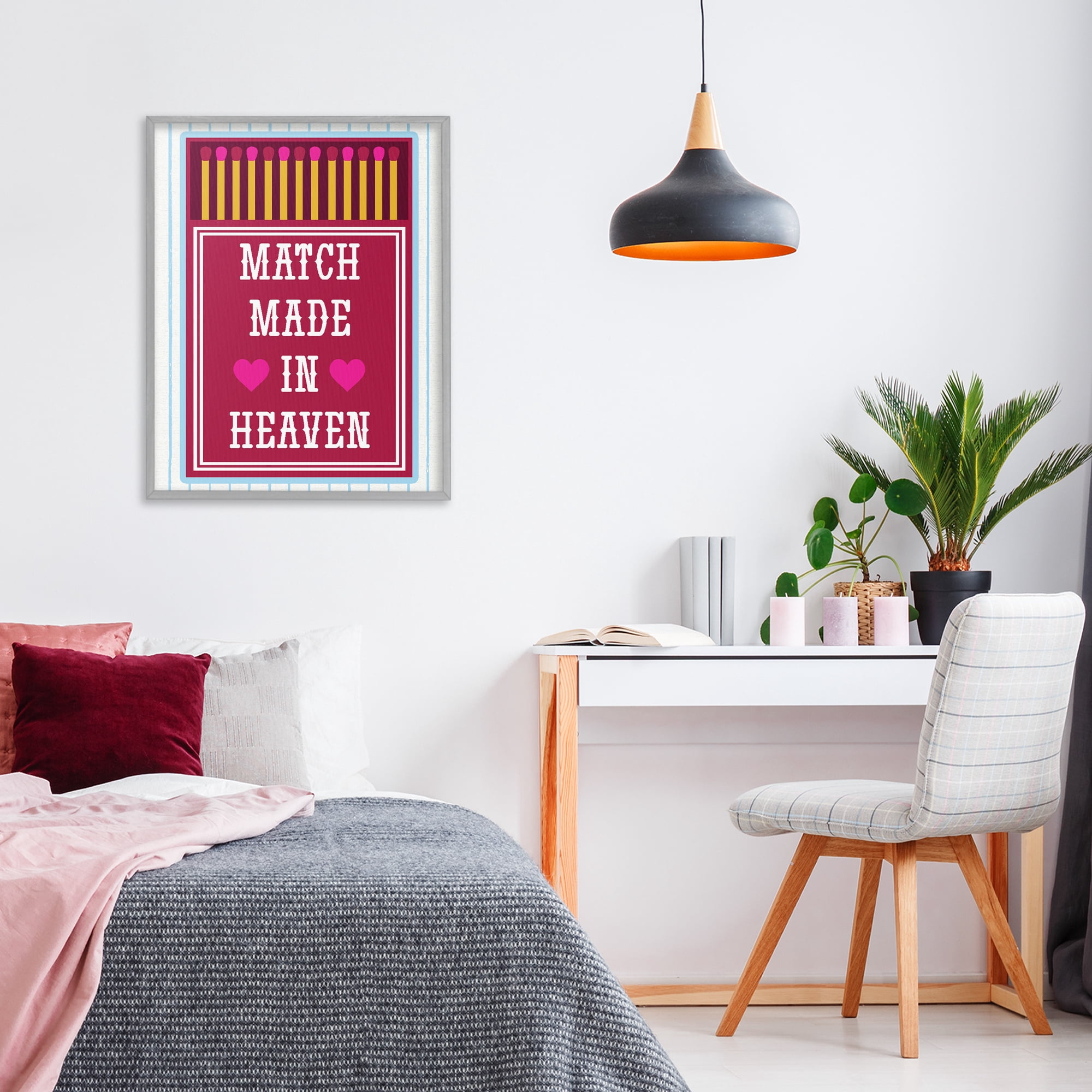 Stupell Industries Vintage Match Made In Heaven Gray Framed Giclee Art, design by Lil' Rue