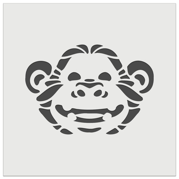 Grinning Chimpanzee Ape Monkey Face DIY Cookie Wall Craft Stencil - 11.5 Inch