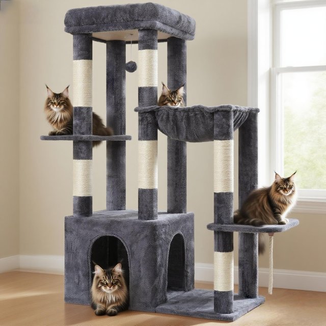 Árbol para Gatos Heybly Resistente para Gatos de Interior con Poste para Rascar