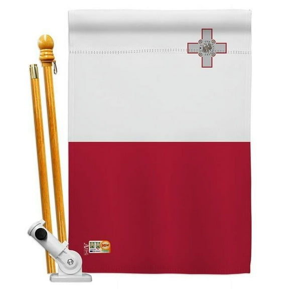 Americana Home & Garden AA-CY-HS-140149-IP-BO-D-US18-AG 28 x 40 in. Malta Flags of the World Nationality Impressions Decorative Vertical Double Sided House Flag Set & Pole Bracket Hardware Flag Set