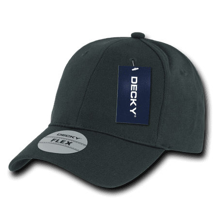 DECKY FITALL FLEX FITTED BASEBALL HAT HATS CAPS CAP 6 PANELS For Men Women Light Black