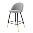 thumbnail image 3 of Counter Stool Chair, Set of 2, Velvet, Metal Steel, Light Grey Gray, Modern Contemporary Urban Design, Bar Pub Cafe Bistro Hotel Restaurant Hospitality, 3 of 10