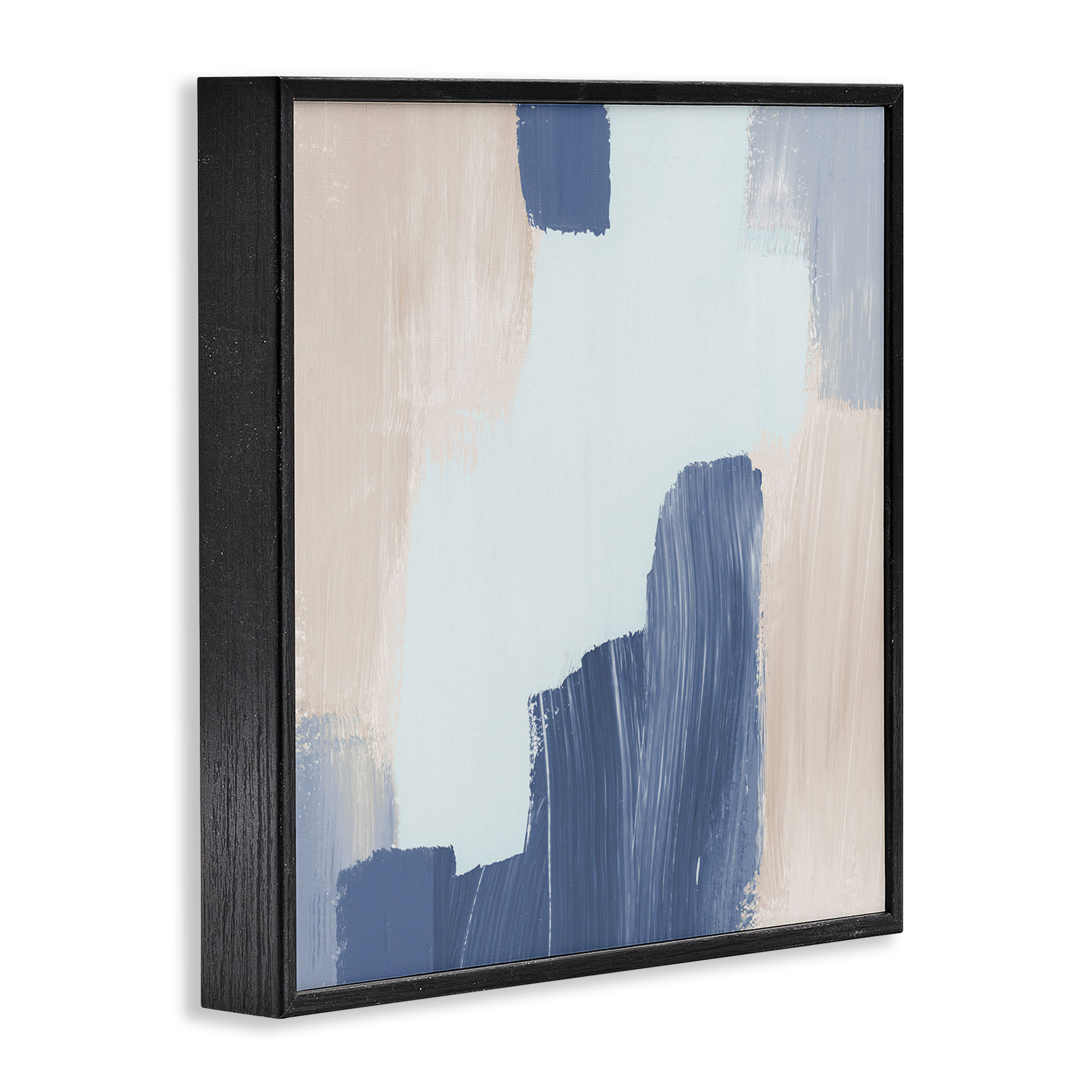 Stupell Industries Blue Layered Paint Strokes Abstract Painting Black Framed Art Print Wall Art, 24 x 24