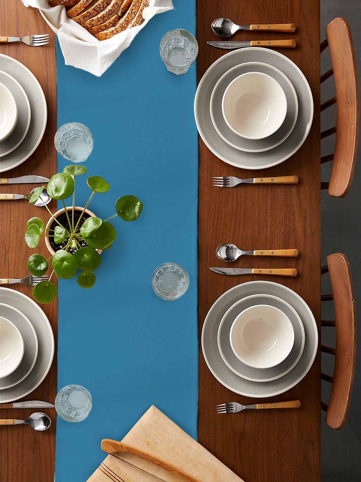 nqOlkjepod Blue Table Runner 72 Inches Long Farmhouse Dress Scarves, Modern Pure Wave Ride Dining Tablerunner for Coffee Table/Kitchen Island/Party Décor, 14" x 72"