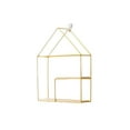 thumbnail image 2 of House-Shaped Wall Shelf with Wood Base - No-Drill Double Layer Display Rack Floating Shelves Nursery Decor Photo Frame Holder(Gold), 2 of 6