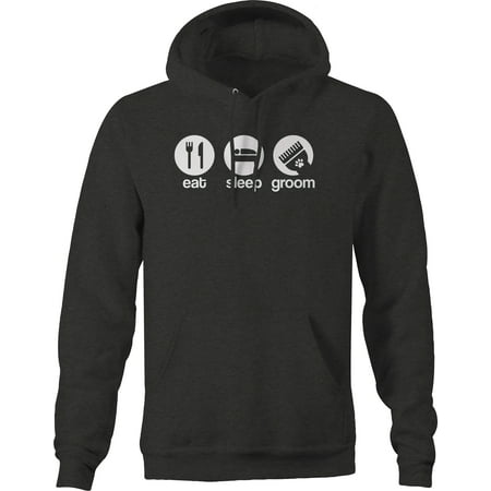 Eat sleep groom funny pet groomer job love Hoodies for Men Large Dark Gray