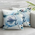 thumbnail image 3 of Orinice  Swan Throw Pillow Cushion Cover, Watercolor Drawing Picture of Swan in The River Color Aqua Concept Picture Print, Decorative Rectangle Accent Pillow Case,  White, 3 of 5