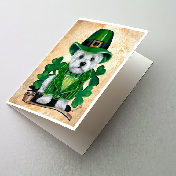 Westie St Patrick's Day Leprechaun Greeting Cards and Envelopes Pack of 8