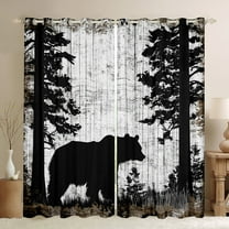 Manfei Cartoon Bear Print Blackout Curtains Set of 2 (52x84 Each) for Teen, Rustic Farmhouse Window Curtains, Jungle Wildlife Curtains and Drapes, Window Curtains Room Decor