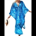 thumbnail image 3 of Vestido Caftán con Estampado Animal para Mujer, Talla Grande, para Playa, Verano 2025 Azul Talla Única, 3 of 8