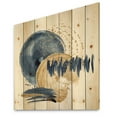thumbnail image 2 of Designart 'Gold and Dark Blue Abstract Circle Ocean Texture' Modern Print on Natural Pine Wood, 2 of 5