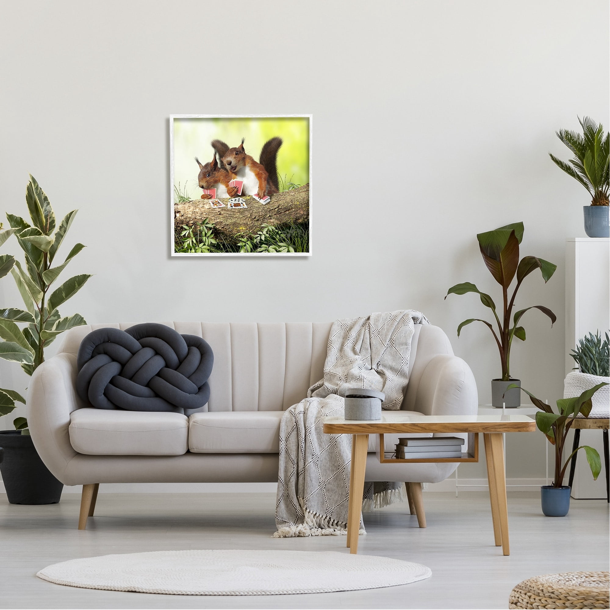 Stupell Industries Silly Squirrels Playing Card Games Tree Branch Photograph White Framed Art Print Wall Art, Design by Chiara