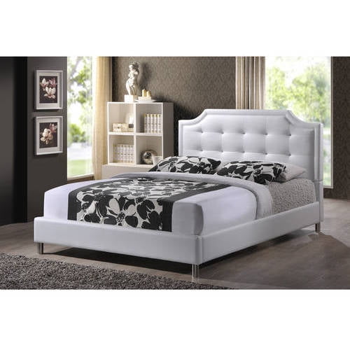 Carlotta White Modern Queen Bed with Upholstered Headboard