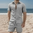 thumbnail image 1 of NTACZA Button Down Men's 2 Piece Shorts Set Short Sleeve Tracksuits Texured Men's Athletic Sweatsuits S, 1 of 9