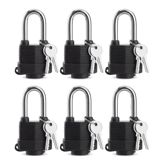 Padlock with Keys 6 Pack, Heavy Duty Outdoor Locks with Same Keys, Waterproof Metal Padlocks for Fence Gates, Storage Units, Sheds, Lockers and Security Use