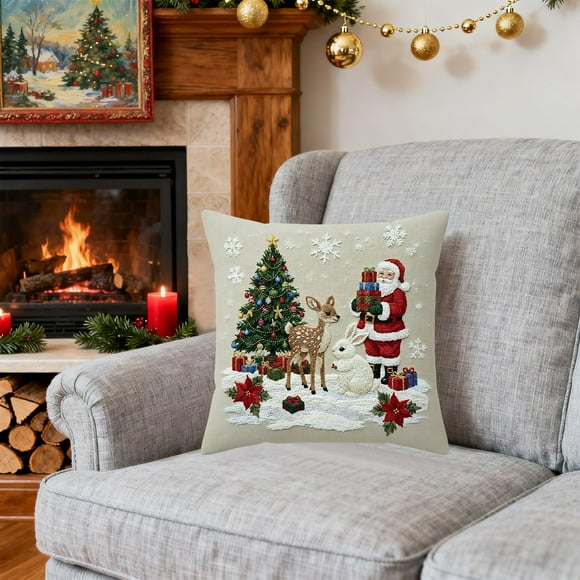 Cushion Cover Sofa Living Room Festival Decoration Christmas Pillowcase, Sofa Cushion Cover Living Room Festival Decoration Christmas, Soft Fabric Design, High-Quality Material, Festive Atmosphere,