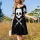 thumbnail image 5 of Vestido sin mangas con diseño de calavera a prueba de muerte, vestidos de verano para mujer, vestido de noche., 5 of 8