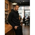 thumbnail image 6 of COOFANDY Mens Long Sleeve Drawstring Plaid Jacquard Hooded Sweatshirt, White, Large, 6 of 8