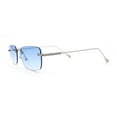 thumbnail image 6 of Retro Luxe Rimless Rectangle Metal Frame 90s Fashion Sunglasses Silver - Blue, 6 of 8