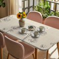 thumbnail image 3 of Retro Beige Flowers Table Cloths for 4 Foot Rectangle Tables, Rustic Abstract Floral Simple Art Patio Waterproof Elastic Fitted Tablecloths, Washable Rectangular Table Cover for Camping, 3 of 8