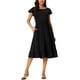 thumbnail image 1 of Vestido casual de verano para mujer INSPIRE CHIC con bolsillos, manga corta con volantes, cuello redondo, dobladillo con volantes, midi L negro, 1 of 6