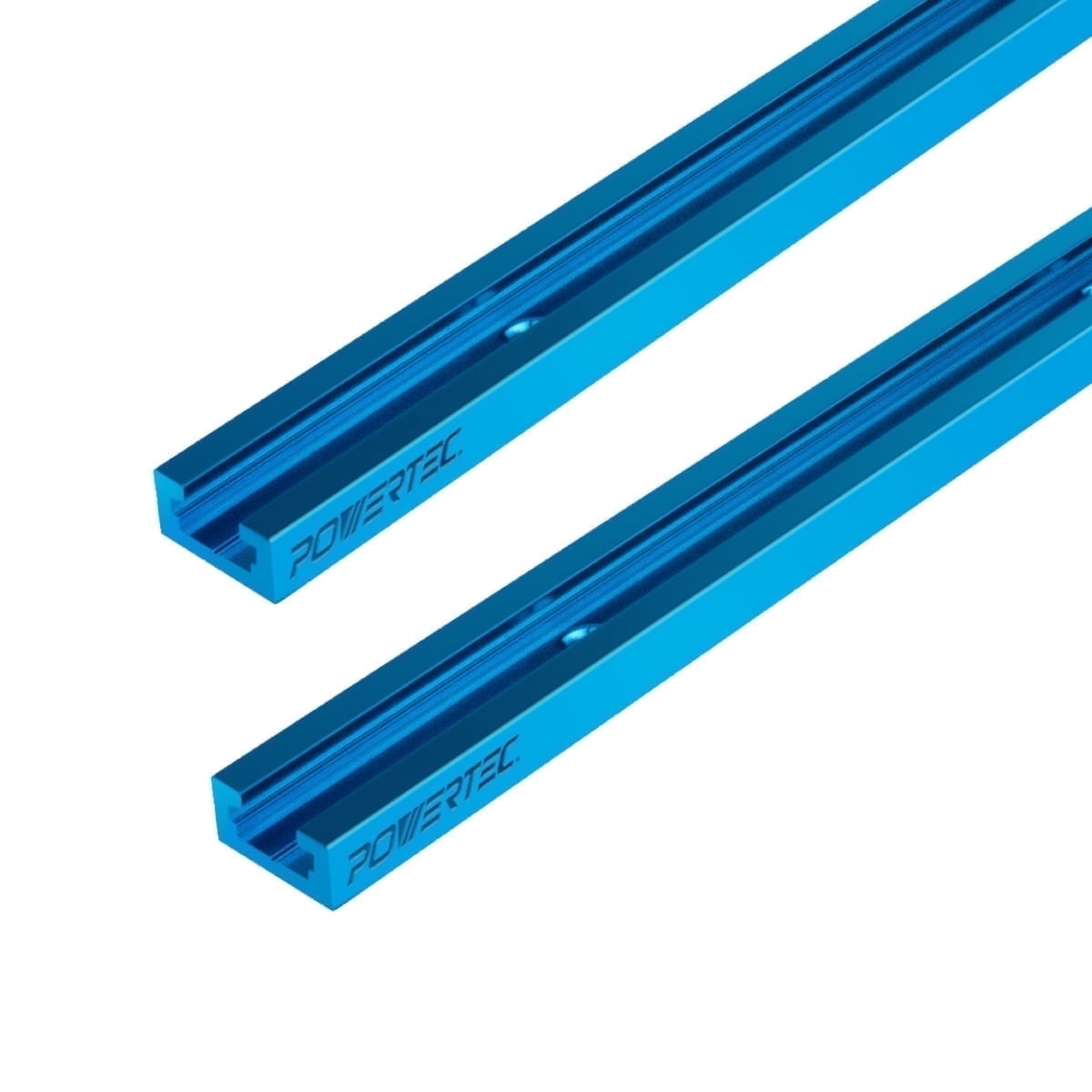 POWERTEC 2PK 48 Inch Double-Cut Profile Universal T-Track with Predrilled Mounting Holes, T Track for Woodworking Jigs and Fixtures, Drill Press Table, Router Table, Workbench , 71158