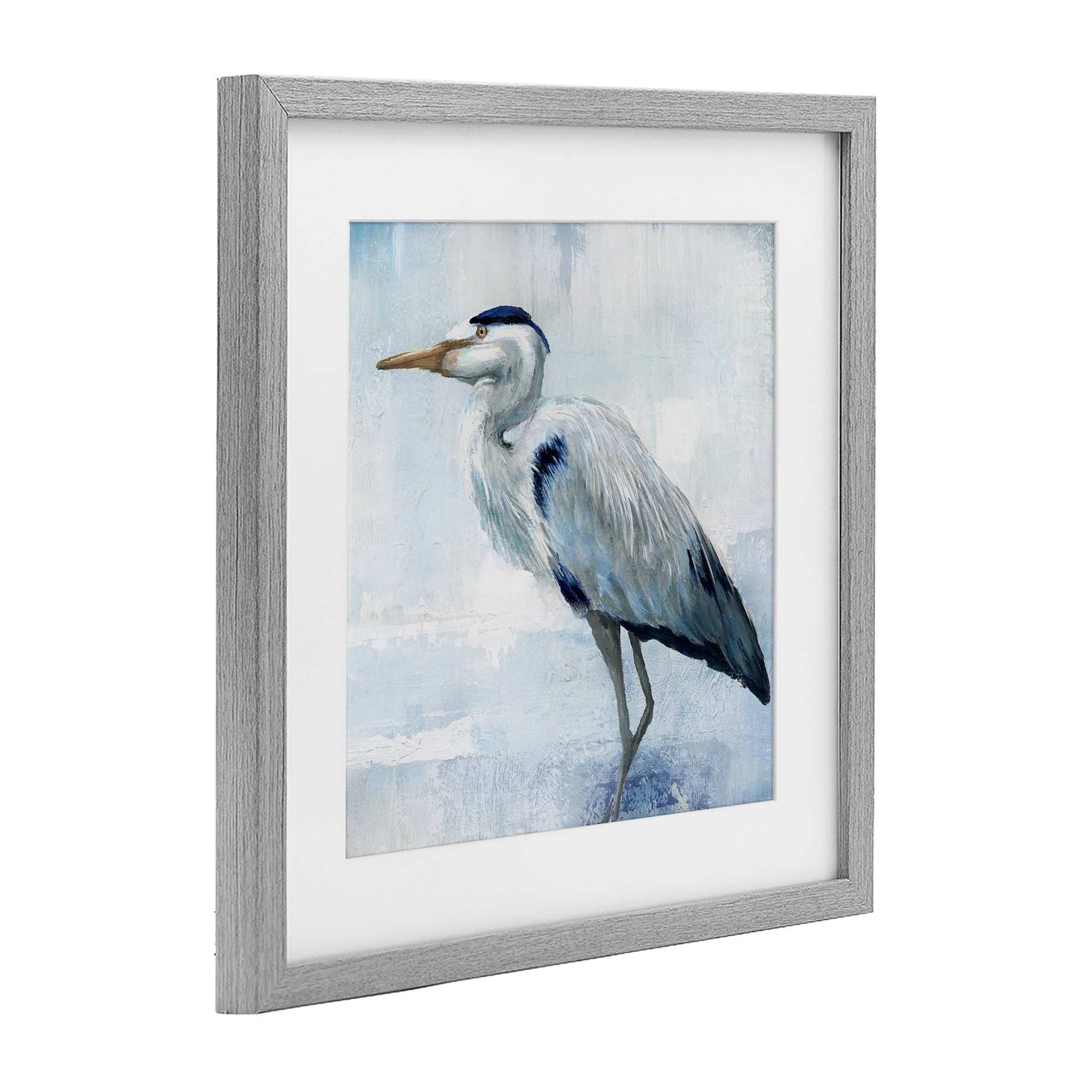 Stupell Industries Faded Blue Heron Gray Framed Print Under Glass, design by Nan