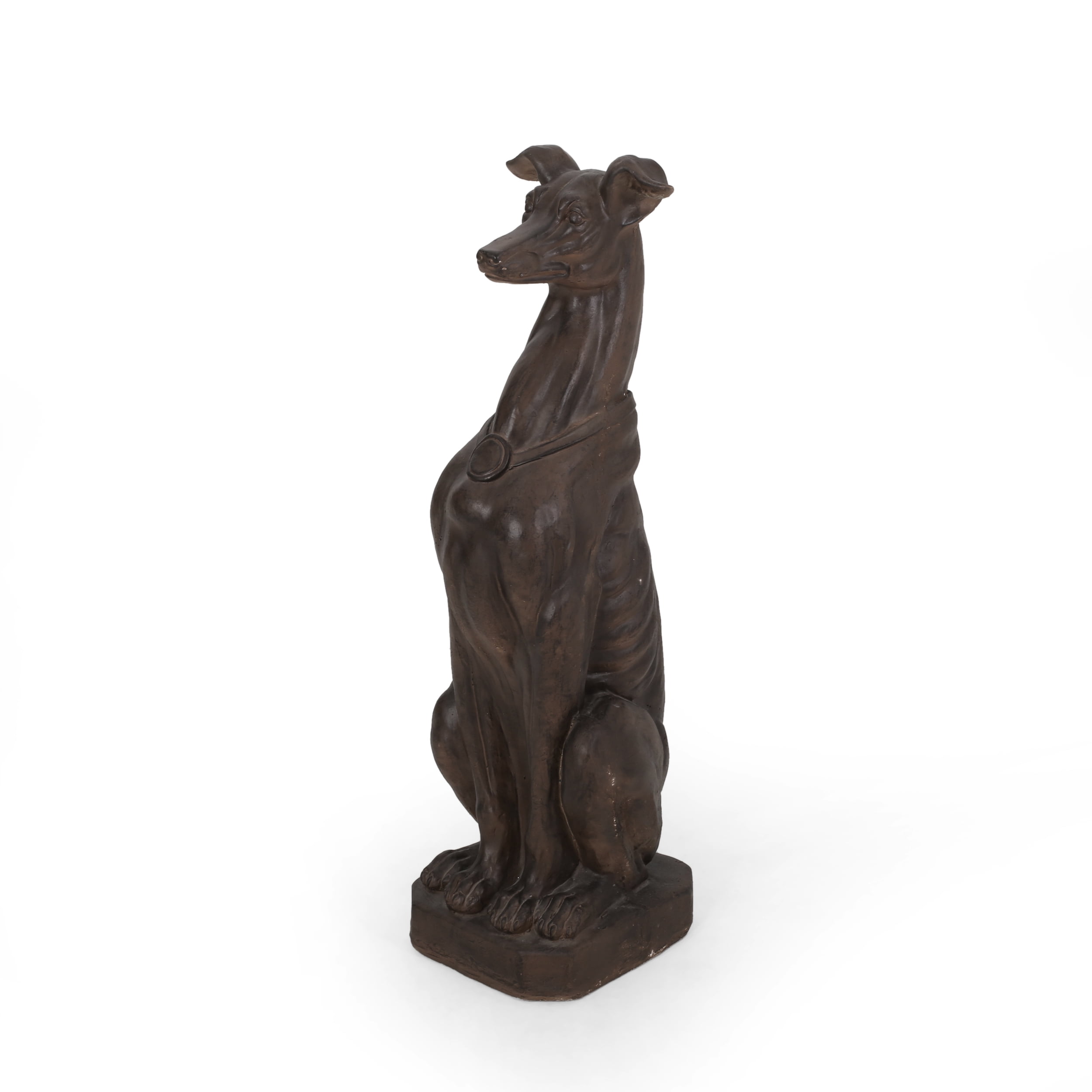 Hayesville Outdoor Dog Garden Statue Dark Brown