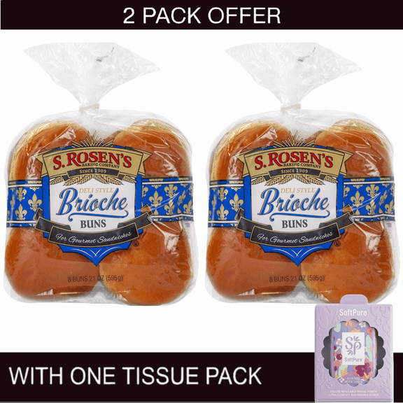 S. Rosen's Brioche Buns Gourmet Sandwiches 21 oz with Tissue Pack