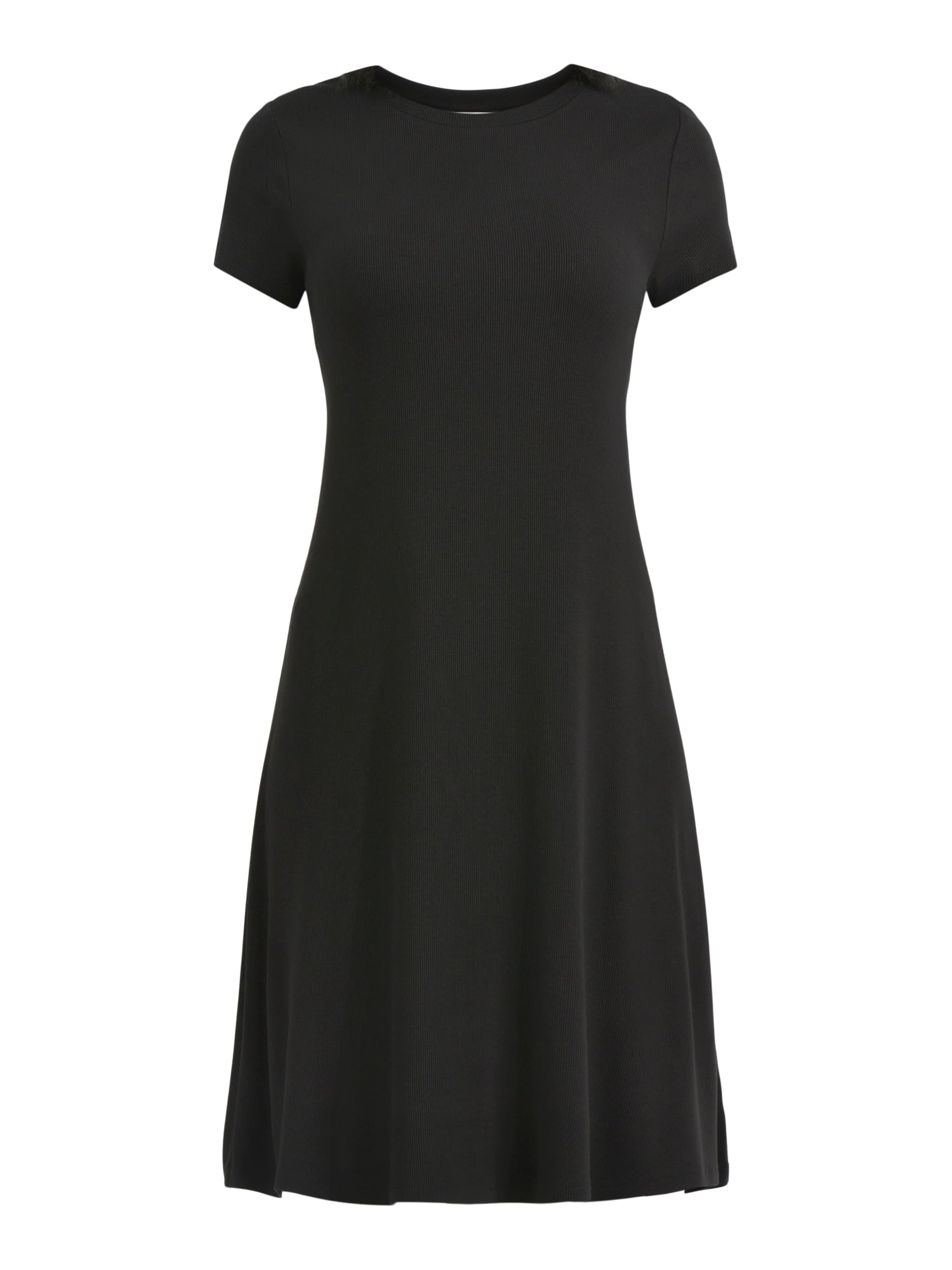Time and Tru Women's Rib Swing Dress with Short Sleeves, XS-XXXL
