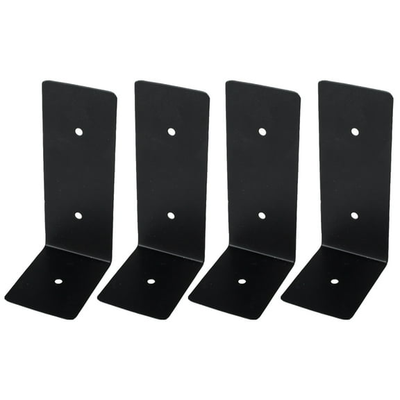 4pcs Home Iron Shelf Brackets L Shape Right Angle Brackets with Screws (Black)