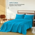 thumbnail image 2 of 500 Thread Count 4 Piece Quality Sheet Set 15 Inch Deep Pocket 100% Egyptian Cotton Color Turquise Blue Solid Size King, 2 of 6