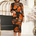 thumbnail image 2 of Mikilon Robes d'Été pour Femmes Ensemble Jupe Sexy Manches Courtes Robe en Maille Imprimée Serrée Plus Petit Gilet Plus Jupe Ensemble Trois Pièces Gilet à Manches Longues Sexy Jupe Courte Ajouter Robe en Maille Orange S, 2 of 6