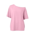 thumbnail image 2 of BXJX Womens T-shirts, Short Sleeve Off Shoulder Loose Fit Casual Summer Tops Pink Size M, 2 of 5