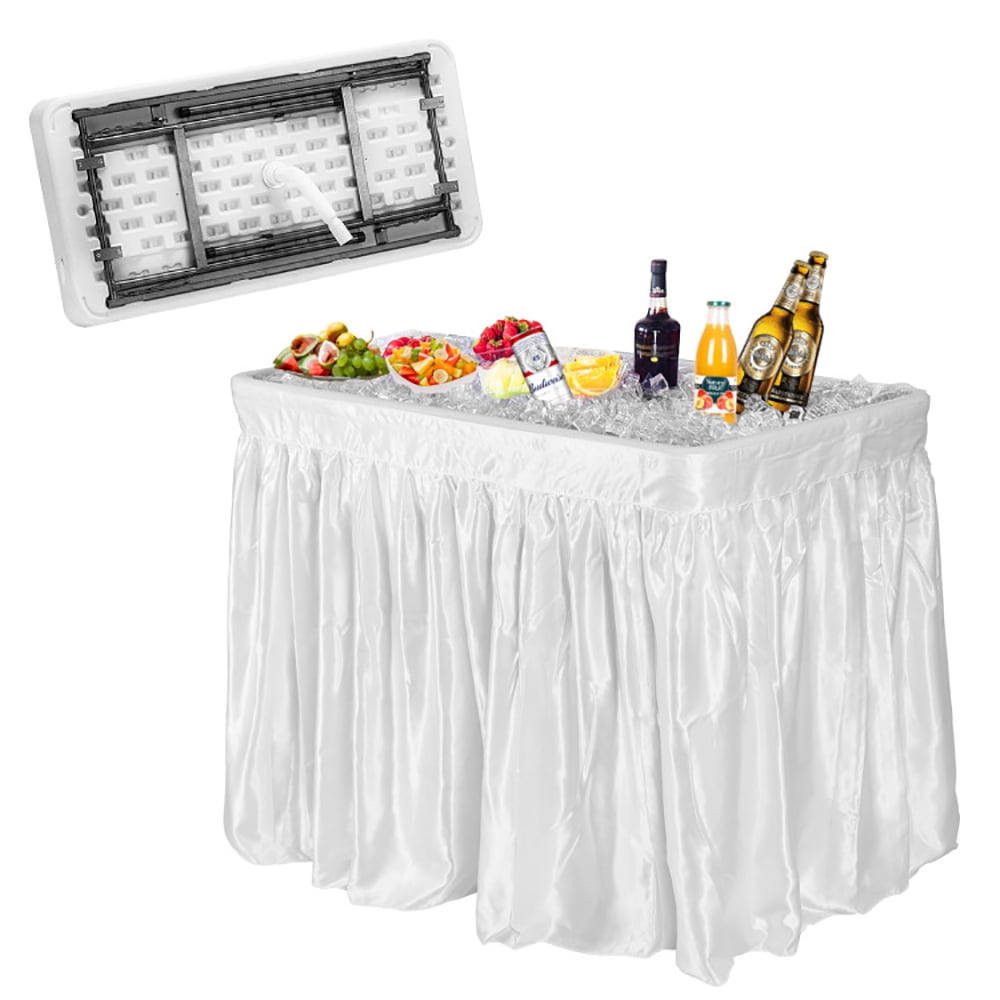 Aimee Lii 4 Feet Plastic Party Ice Folding Table with Matching Skirt, Picnic Camping Table for Adults Aimee Lii 4 Feet Plastic Party Ice Folding Table with Matching Skirt, Picnic Camping Table for Adults