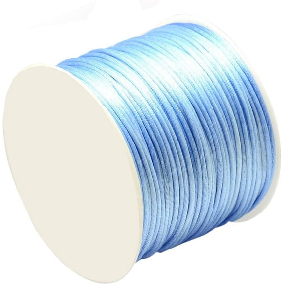 1 Roll 76 Yards Nylon Jewelry Thread Cord 1mm Shiny Silky Rattail Cord Chinese Knotting Beading Cord for DIY Jewellery Making Macrame Kumihimo Shamballa Bracelet - Cornflower Blue