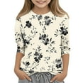 thumbnail image 2 of DeHolifer T-Shirts for Girl Floral Printed Crewneck Short Sleeve Casual Summer Lightweight Dressy Kids Shirts 3-12 Years, 2 of 5