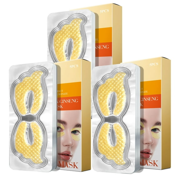 Golden Eye Mask, Collagen Butterfly Gel Eye Patches for Dark Circles - Puffiness - Eye Bags - Dry Eyes, Eye Skincare for Adults, 15Pairs, 3 Boxes