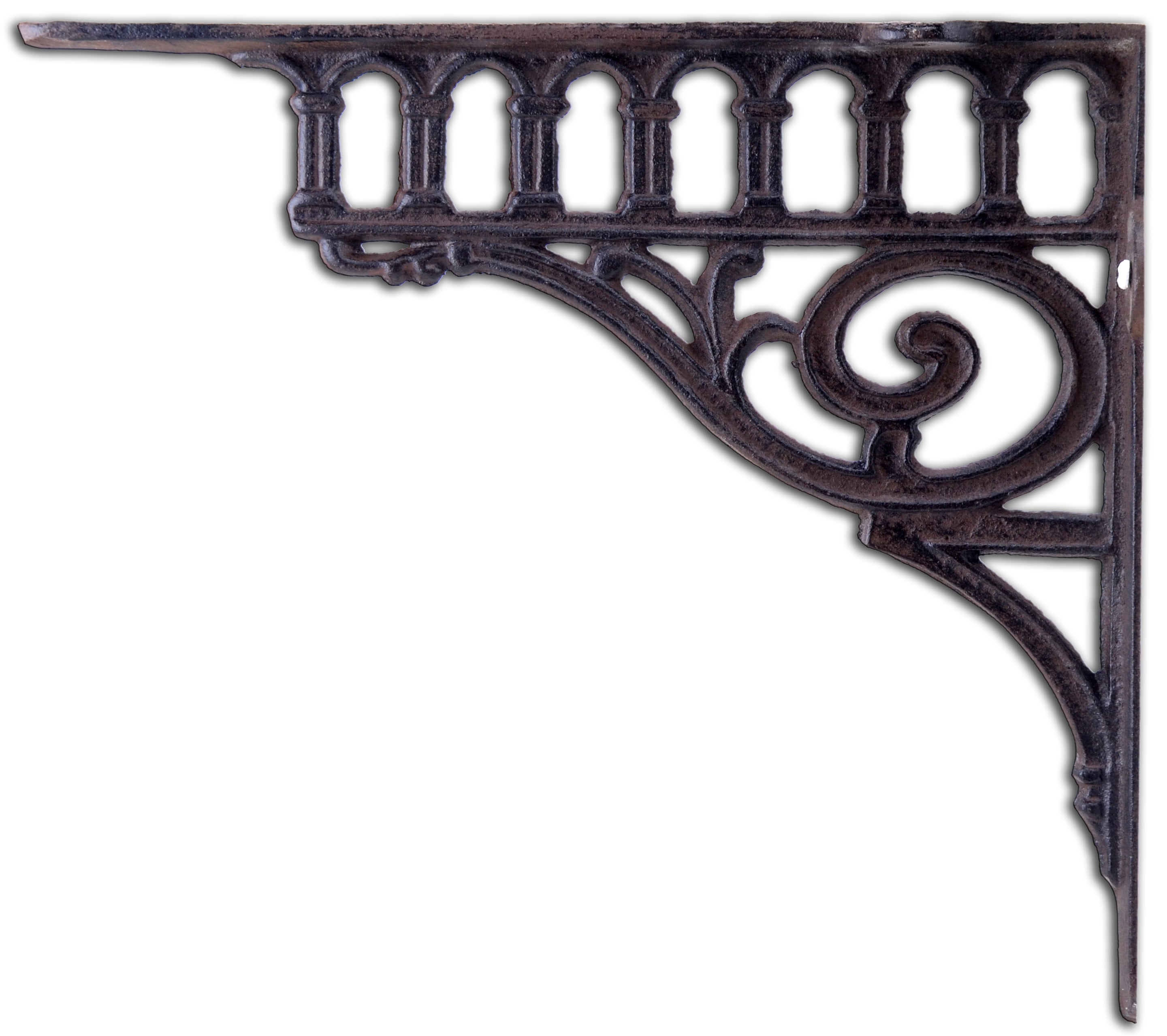 Floating Wall Shelf Bracket Columns Pattern With Rust Brown Color Cast Iron 11.375" Deep by Flag Emotes